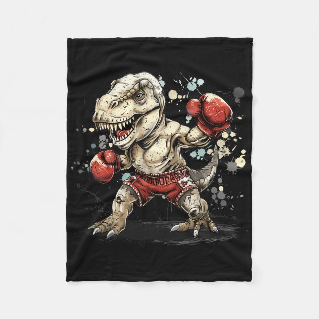 Couverture Polaire Boxing Dinosaur Boxer T-rex Kickboxing Dino Boxing (Devant)