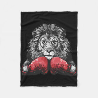 Couverture Polaire Boxing Lion Portrait Motif Wildlife Kickboxing Lov