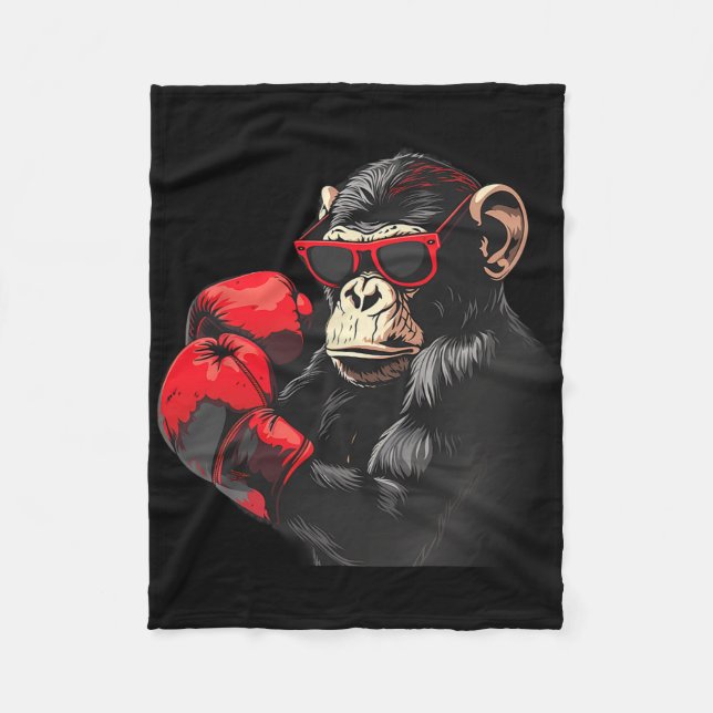 Couverture Polaire Boxing Monkey Lover Boxing Gloves Kickboxing Funny (Devant)