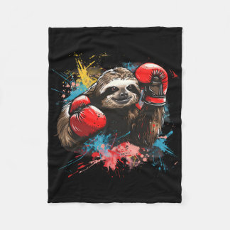 Couverture Polaire Boxing Sloth Lover Boxing Gloves Kickboxing Funny 