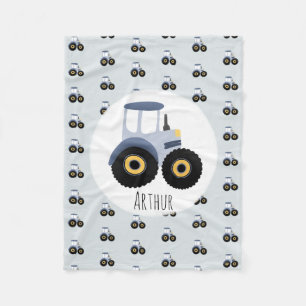 Couverture Polaire Boy's Cute Blue Tractor Motif & Nom Enfants