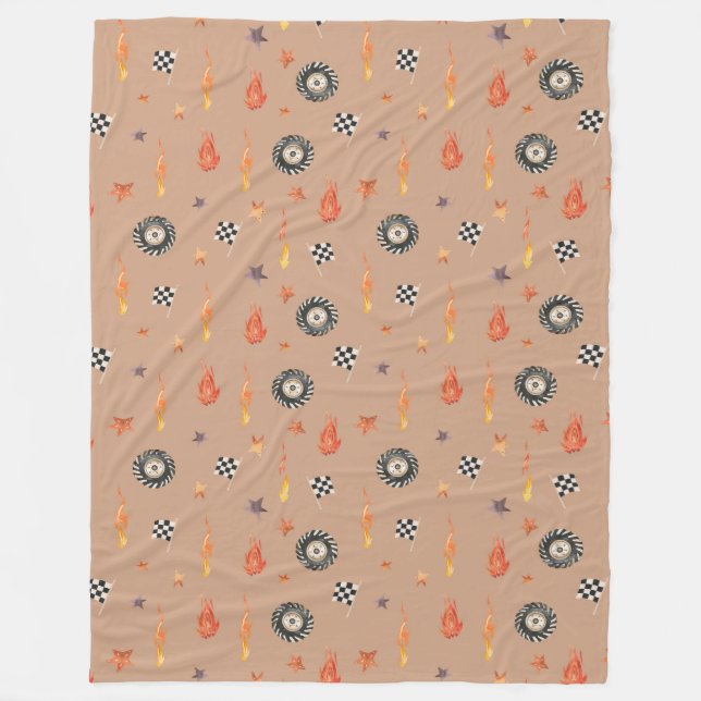 Couverture Polaire Boys Modernes Aquarelle Camion Pneus de course Voi (Devant)