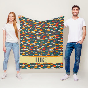 Couverture Polaire Boys multicolore Motif de requin Blanche polaire