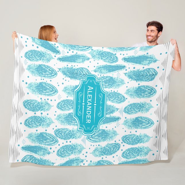 Couverture Polaire Boys Room Moderne Abstrait Motif en plumes (En situation)