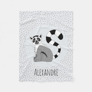 Couverture Polaire Boys Trendy Cute Jungle Lemur & Name Kids