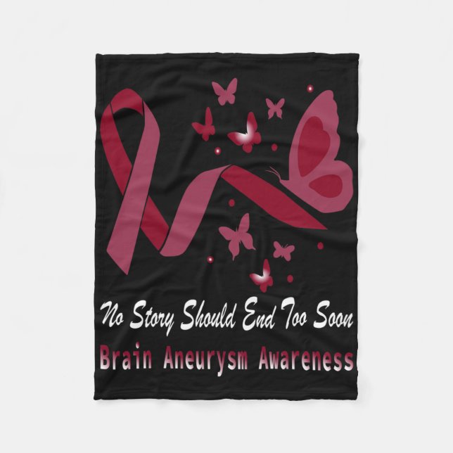 Couverture Polaire Brain Aneurysm Awareness Butterfly Burgundy Ribbon (Devant)