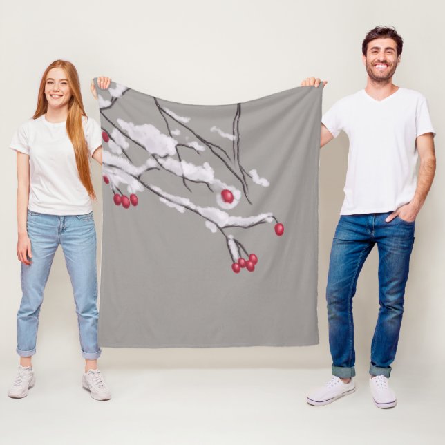 Couverture Polaire Branches De Baies D'Hiver Couvertes De Neige (En situation)