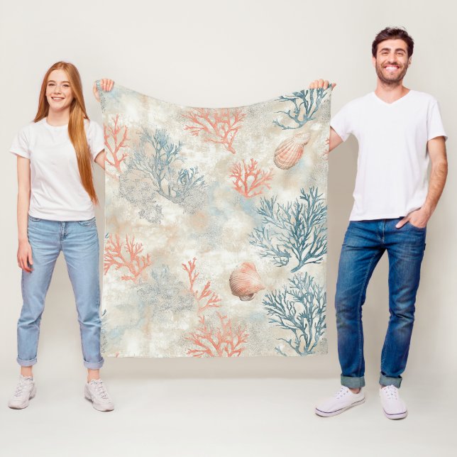 Couverture Polaire Branches de corail sophistiquées - Coquillage doux (En situation)