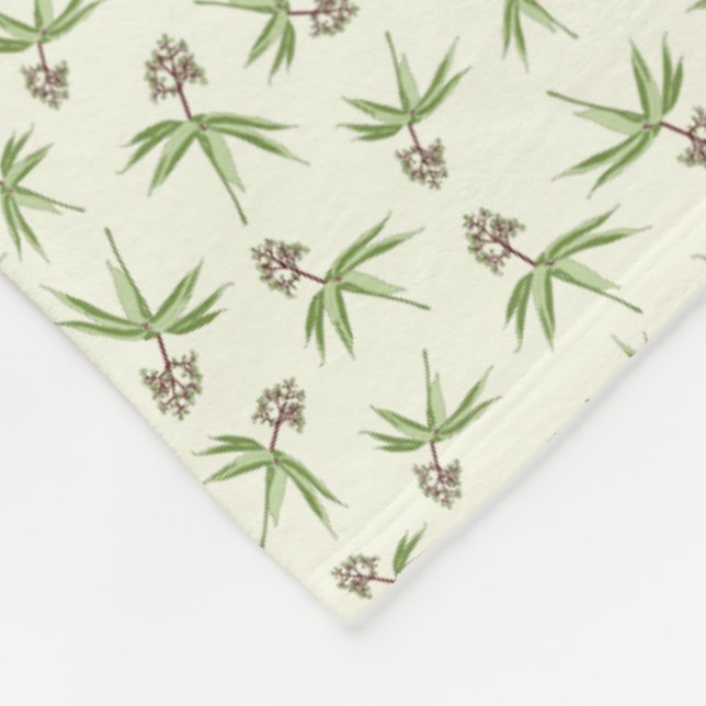 Couverture Polaire Branches rouges sur crème - motif sans soudure. (Coin)