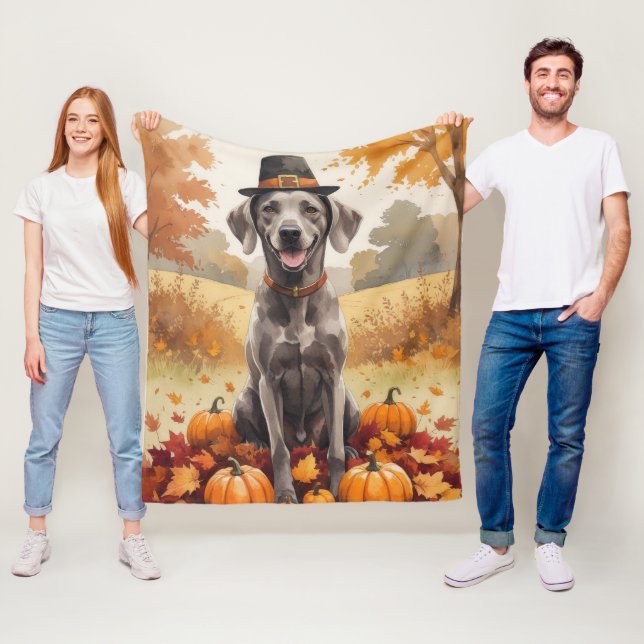 Couverture Polaire Braque de Weimar Dans L'art de Thanksgiving aux Fe (En situation)