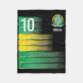 Couverture Polaire Brasil Flag Number 10 Brazil Soccer Men Women Boys