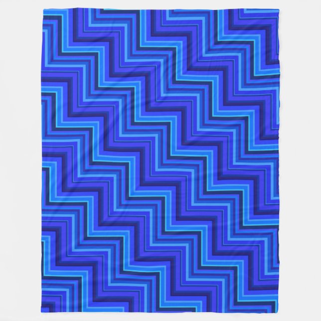 Couverture Polaire Brayures bleues escaliers motif (Devant)