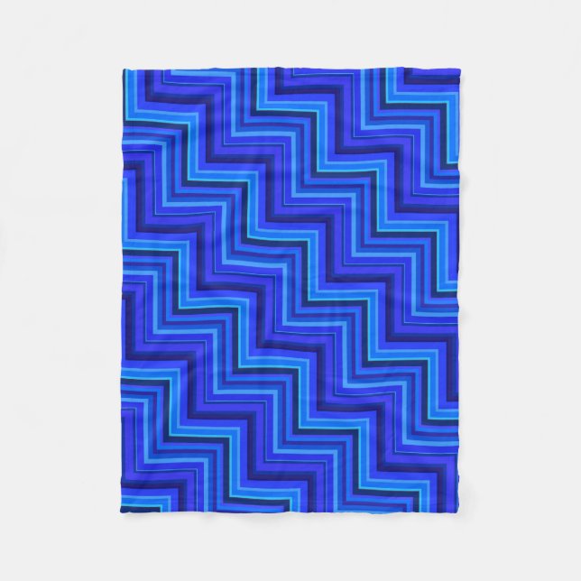 Couverture Polaire Brayures bleues escaliers motif (Devant)