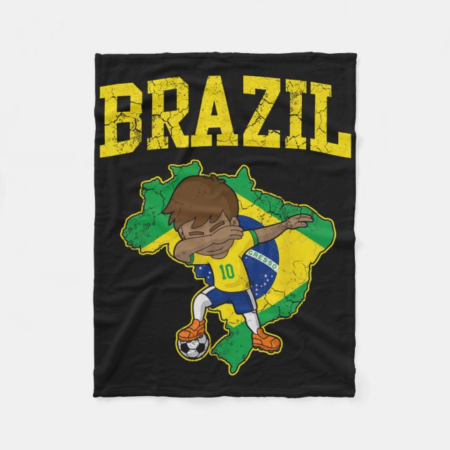 Couverture Polaire Brazil Soccer Boy Brazilian Footll Dabbing Kid Men (Devant)