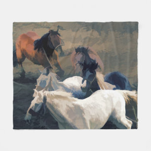 Couverture Polaire Breaking Away - Chevaux sauvages