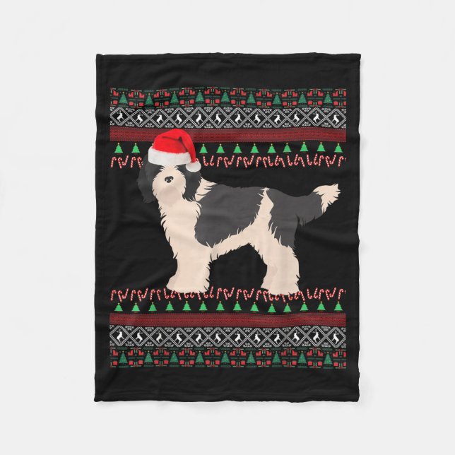 Couverture Polaire Brebis de Noël Sheepadoodle Ugly Chien Caniche Cro (Devant)