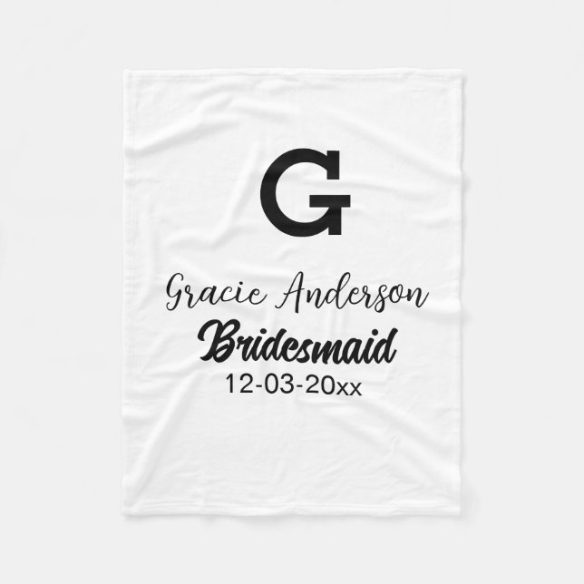 Couverture Polaire Bridesmaid ajouter nom monogramme simple minimal m (Devant)