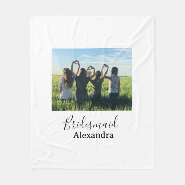 Couverture Polaire Bridesmaid bride squad name calligraphy photo gift (Devant)