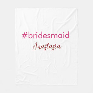 Couverture Polaire Bridesmaid hashtag rose clair ajouter nom mariée t