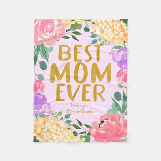 Couverture Polaire Bright Floral Meilleure Maman Jour des Mères (Devant)