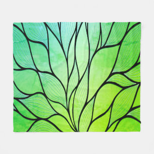 Couverture Polaire Bright Green Hues Creative Leave Motif