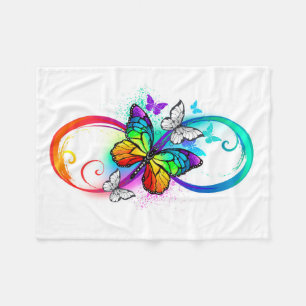 Couverture Polaire Bright infinity with rainbow butterfly