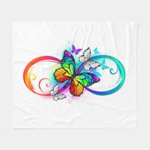 Couverture Polaire Bright infinity with rainbow butterfly