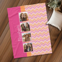 Bright Photo Collage Hot Pink Orange Chevrons