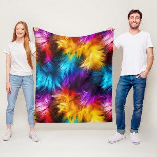 Couverture Polaire Bright Rainbow fausse texture de fourrure monstre