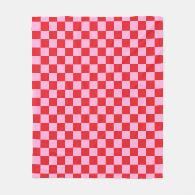Couverture Polaire Bright Red and Light Pink Checkered (Devant)