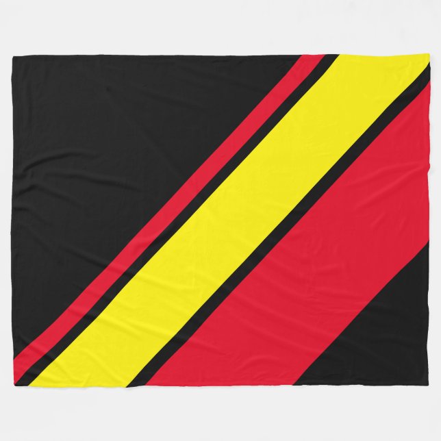 Couverture Polaire Bright Red Yellow Diagonal Racing Stripes Sur Noir (Devant (Horizontal))