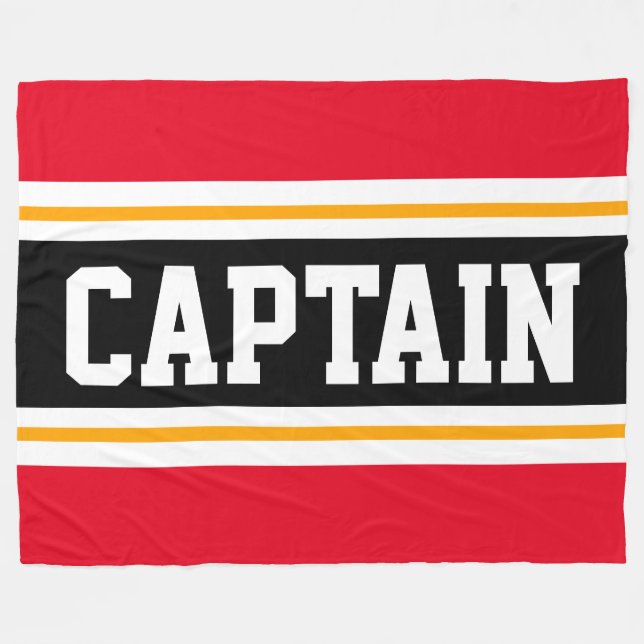 Couverture Polaire Bright Rouge Jaune Noir CAPTAINE Rayures de course (Devant (Horizontal))