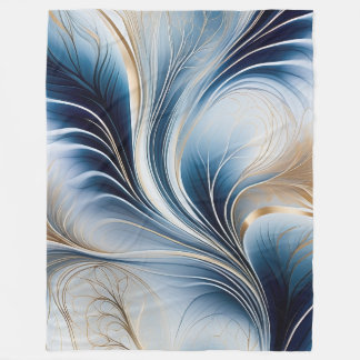 Couverture Polaire Brise Dorée - Flux de Bleu et d'Or Art Abstrait