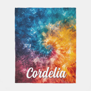Couverture Polaire Broche à tarte personnalisée Blanche avec nom