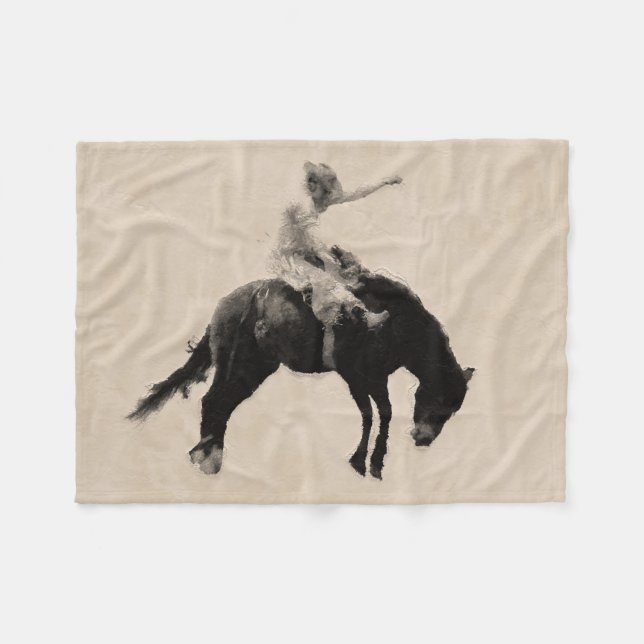Couverture Polaire Bronco Rodeo Cowboy (Devant (Horizontal))