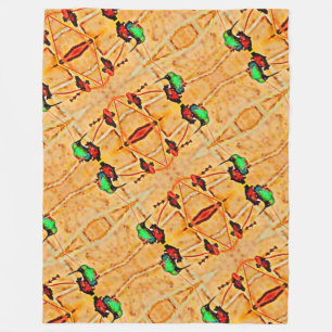 Couverture Polaire Bronze, rouge or et pourpre colibri