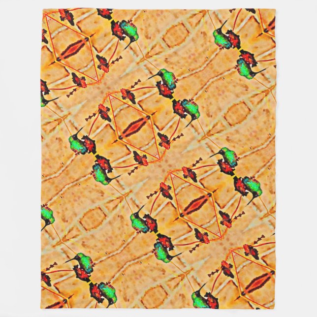 Couverture Polaire Bronze, rouge or et pourpre colibri (Devant)