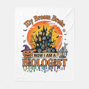 Couverture Polaire Broom Broke Biologiste Halloween Château Hanté Cit