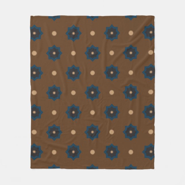 Couverture Polaire Brown Blue Rub El Hizb Motif (Devant)
