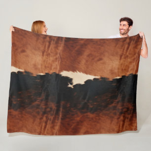 Couverture Polaire Brown Noir Noir Faux Cowhide