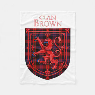 Couverture Polaire Brown Tartan Scottish Plaid Lion Rampant
