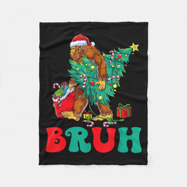 Couverture Polaire Bruh Bigfoot Christmas Funny Christmas Tree Xmas S (Devant)