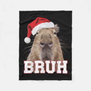 Couverture Polaire Bruh Capybara Funny Santa Hat Casquette de la sais