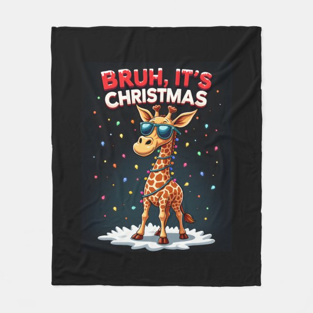Couverture Polaire Bruh C'est Noël Giraffe Dabbing Dabbing Long Sle (Devant)