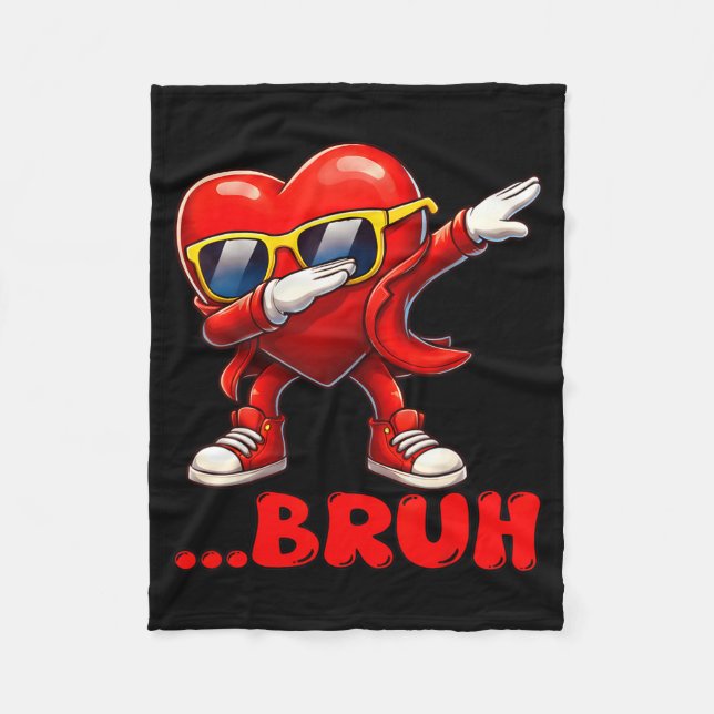 Couverture Polaire Bruh Dabbing Heart Funny Kids Boys Mens Valentine  (Devant)
