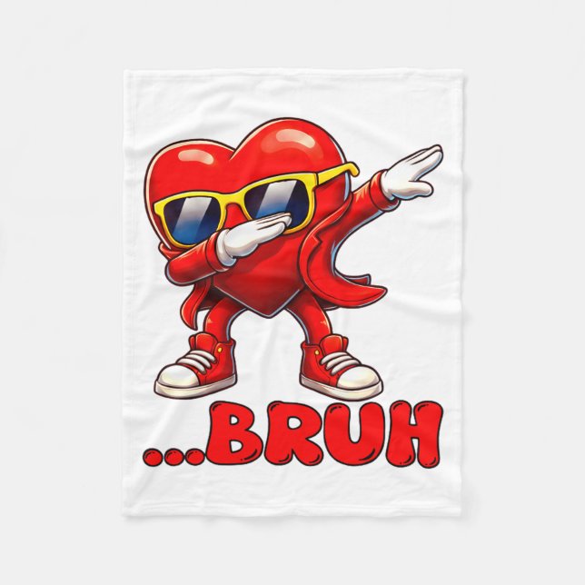 Couverture Polaire Bruh Dabbing Heart Funny Kids Boys Mens Valentine  (Devant)