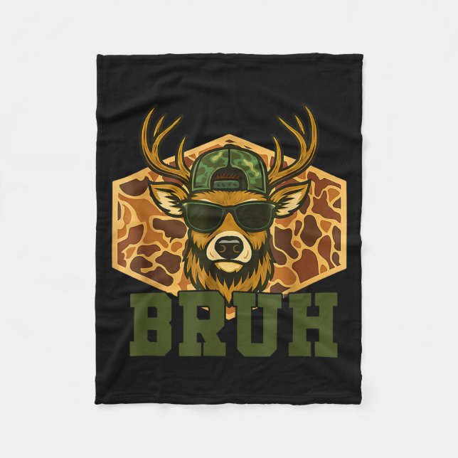 Couverture Polaire Bruh Deer Funny Deer Hunting Camo Hat Youth Teens  (Devant)
