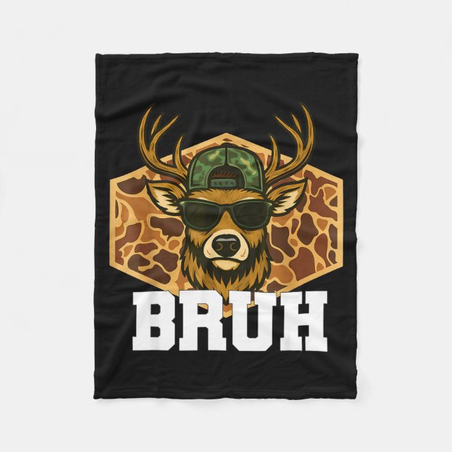 Couverture Polaire Bruh Deer Funny Deer Hunting Camo Hat Youth Teens  (Devant)