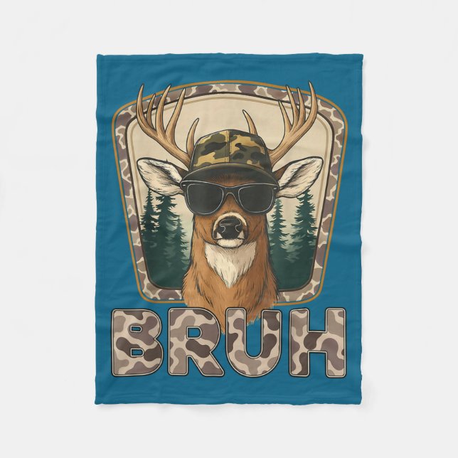 Couverture Polaire Bruh Deer Hunter Funny Deer Hunting Camo Men Teens (Devant)