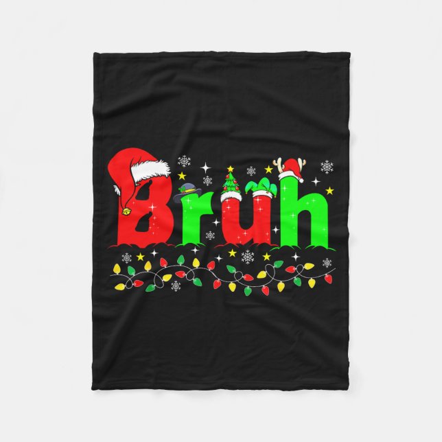 Couverture Polaire Bruh Funny Christmas Santa Hat Teens Boys Kids Xma (Devant)